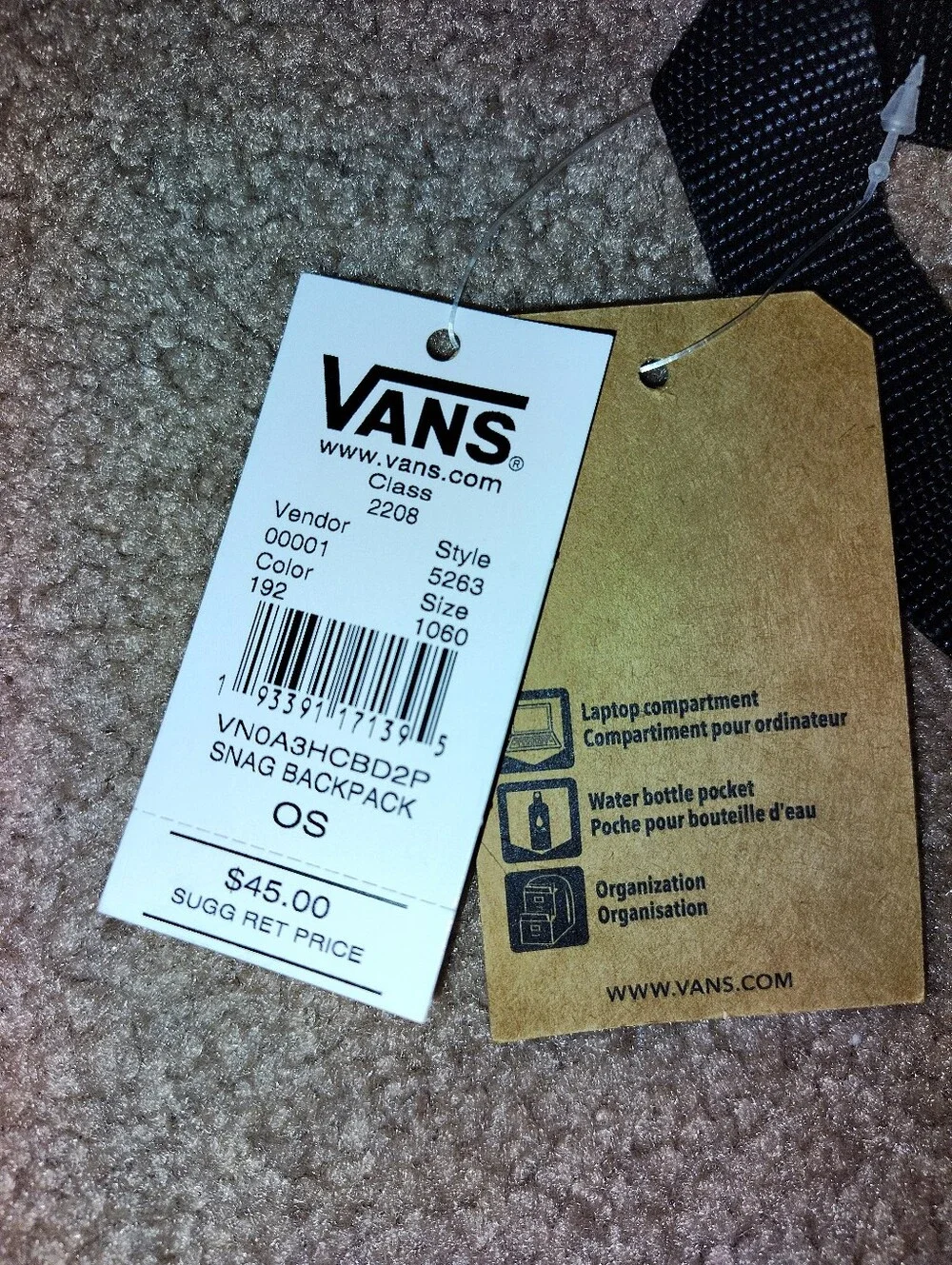 Vans Snag Backpack – Yellow & Black (New w/ Tags)